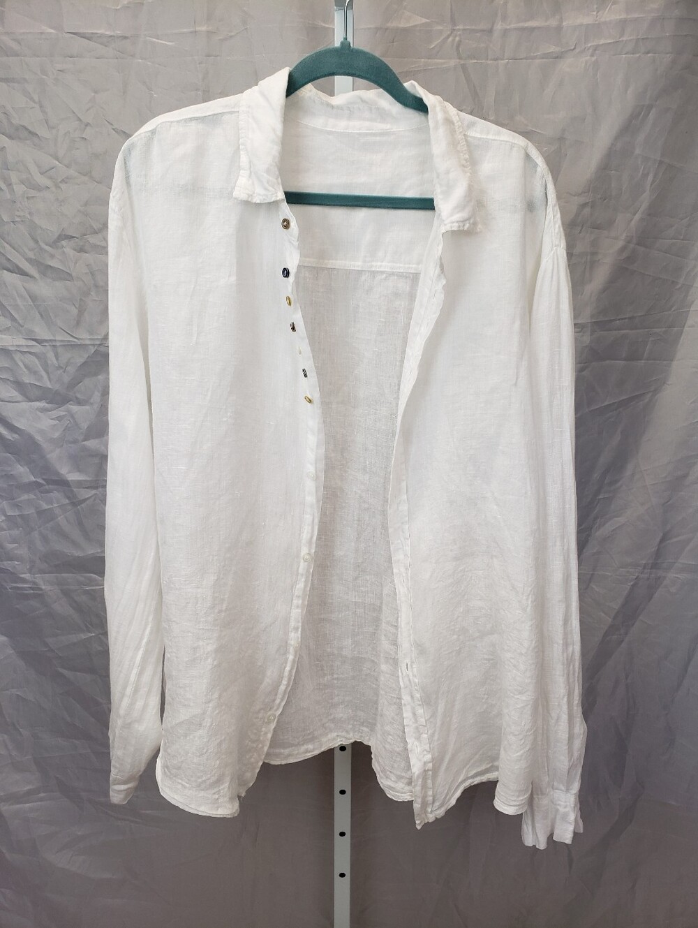 Lightweight White Linen Button-Up Shirt Size XXL